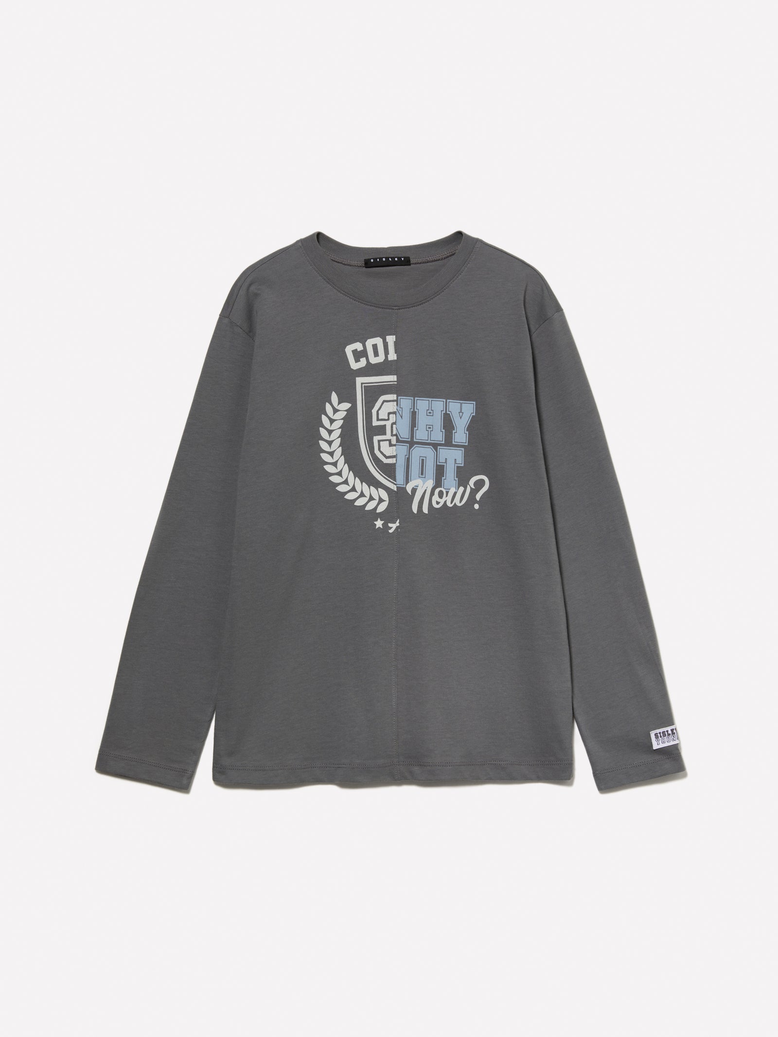 T-shirt color block con stampa da bambino grigio | Sisley young Outlet