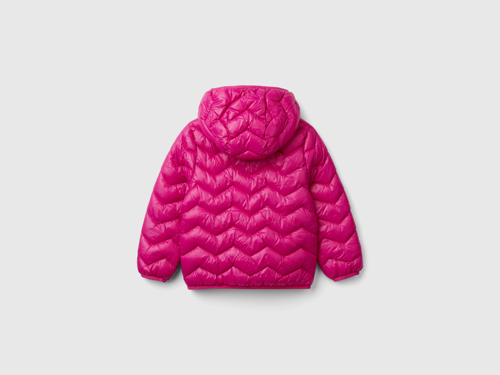 Giubbino imbottito con cappuccio da bimba fucsia 2 | Benetton Outlet