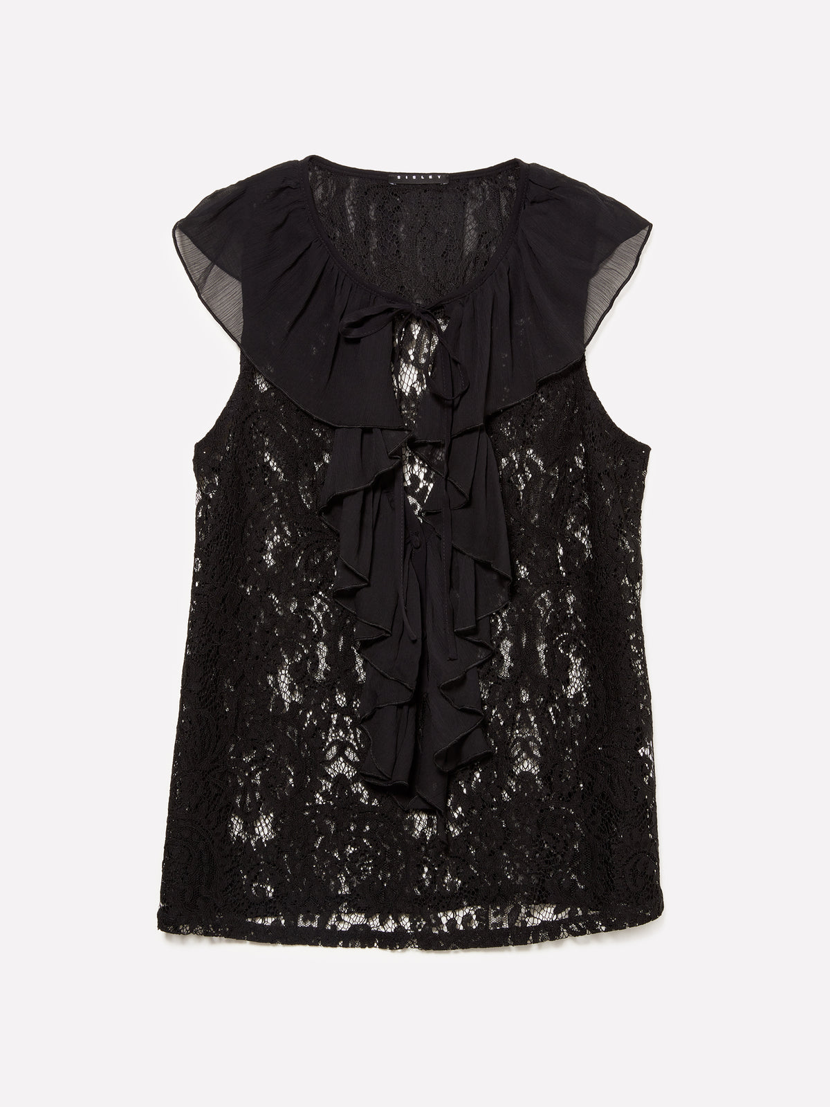 Top in pizzo con jabot