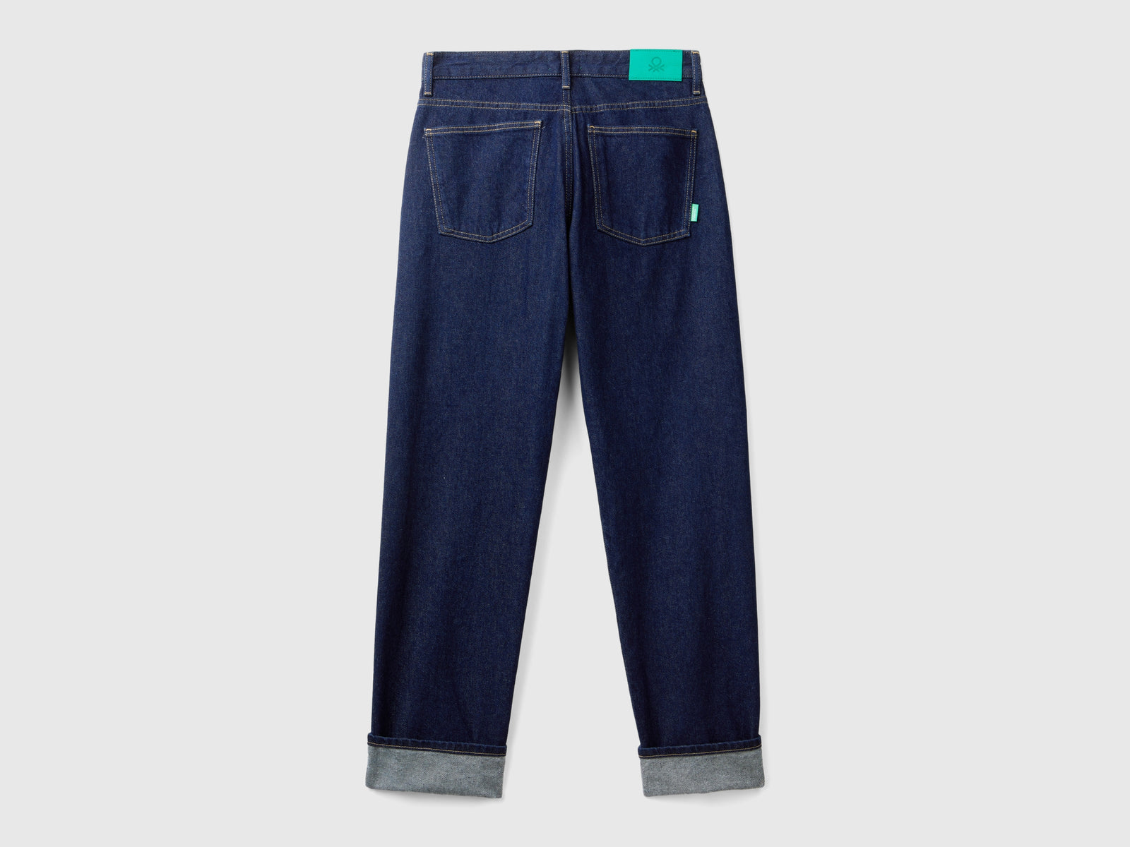 Jeans straight con risvolto da donna blu scuro 2 | Benetton Outlet