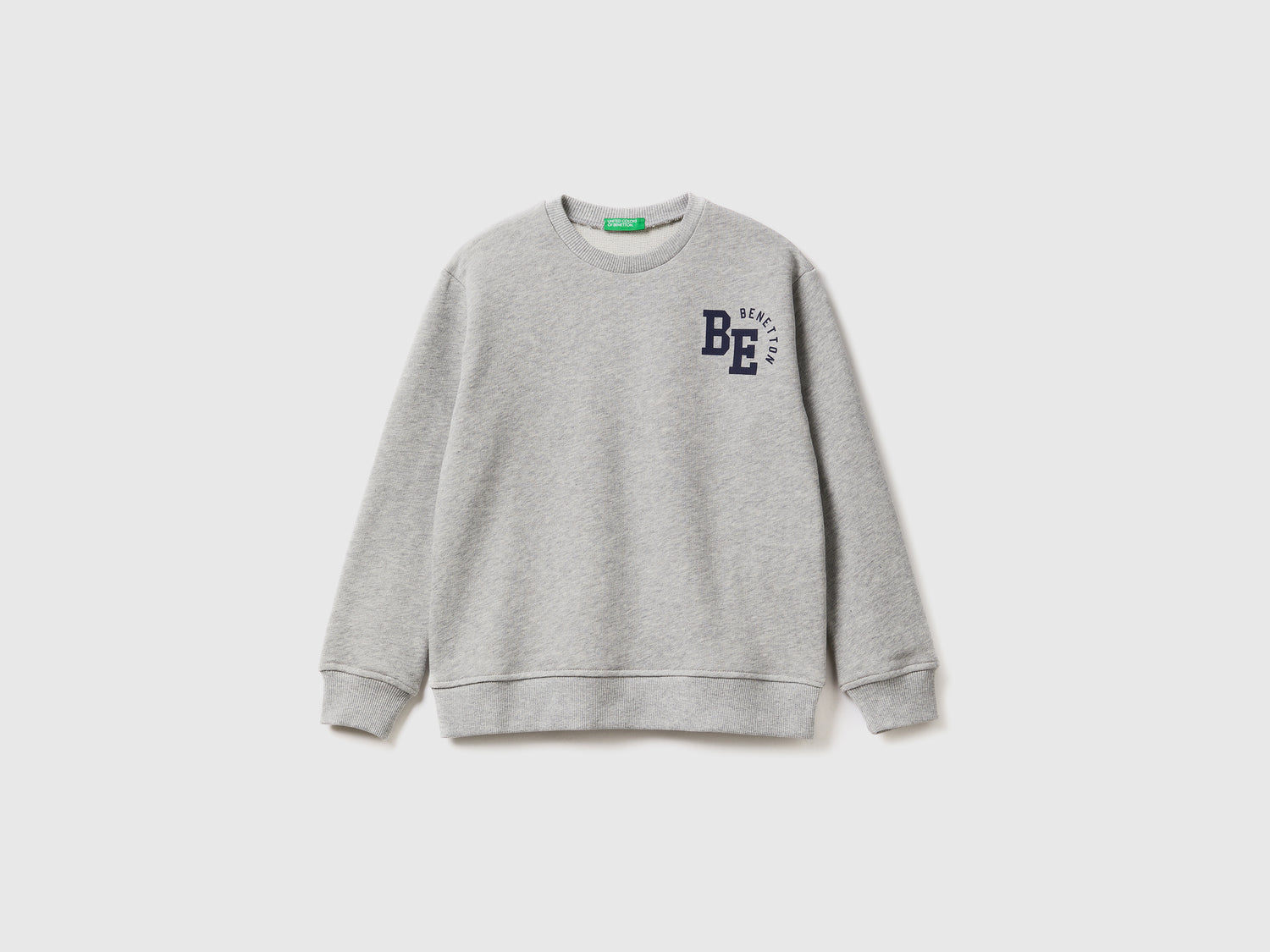 Felpa con stampa logo da bambino grigio chiaro | Benetton Outlet