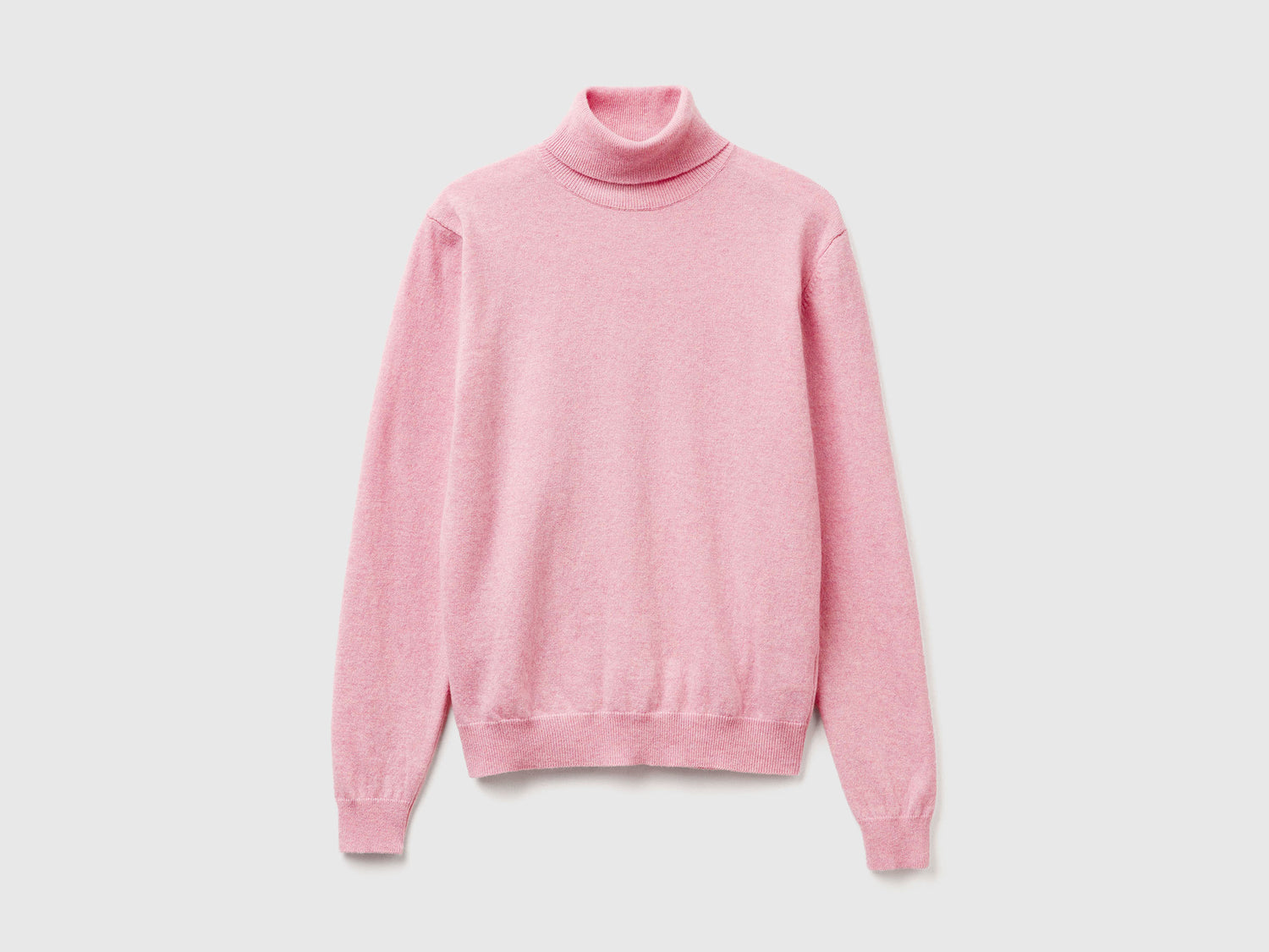 Maglione dolcevita in pura lana Merino da donna rosa | Benetton Outlet