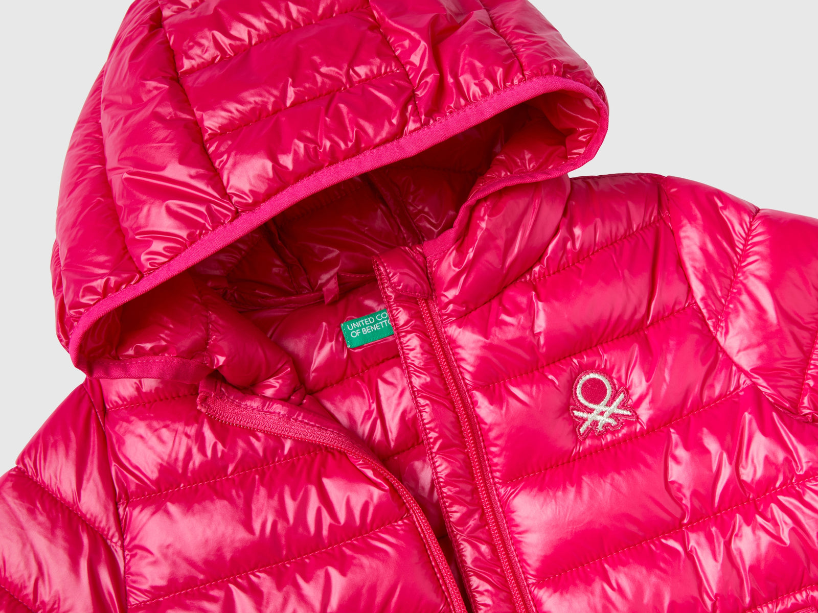 Giubbotto imbottito con cappuccio da bimba ciclamino 3 | Benetton Outlet