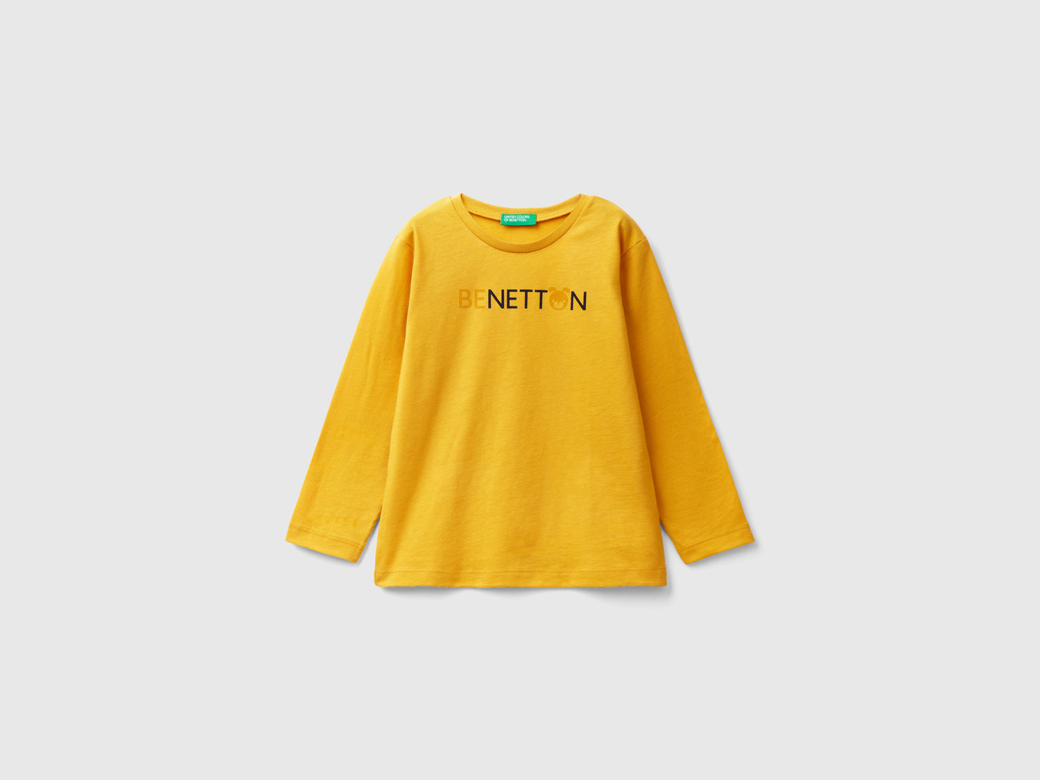 T-shirt manica lunga in cotone bio da bimbo giallo | Benetton Outlet