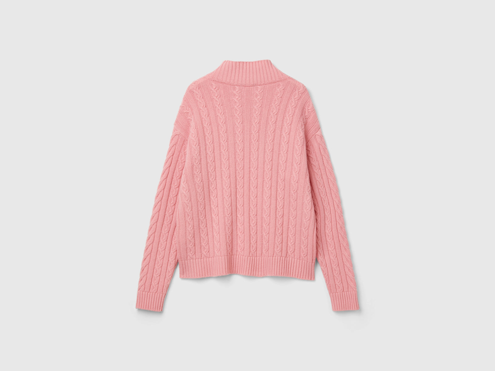 Knitted mock neck sweater da donna rosa 2 | Benetton Outlet