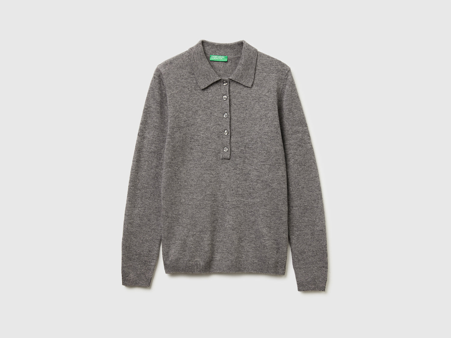 Polo in maglia in misto cashmere da donna grigio scuro | Benetton Outlet