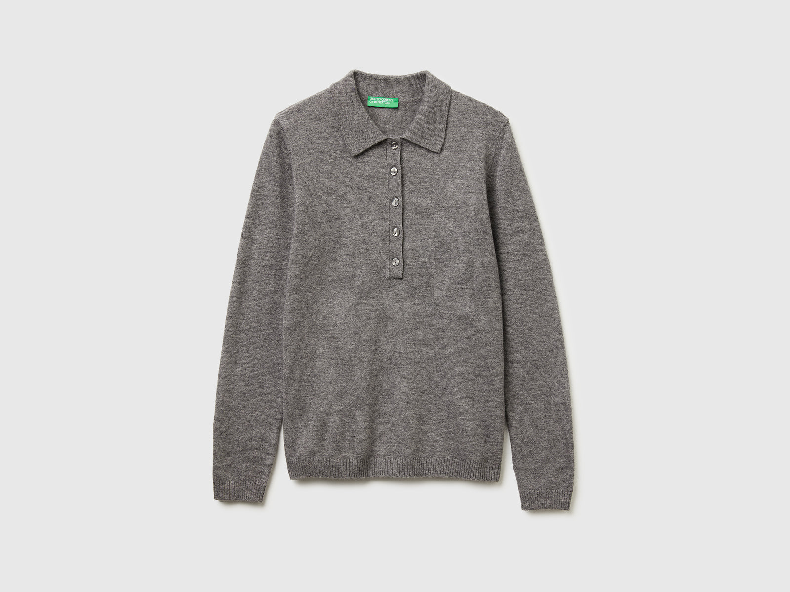 Polo in maglia in misto cashmere da donna grigio scuro | Benetton Outlet