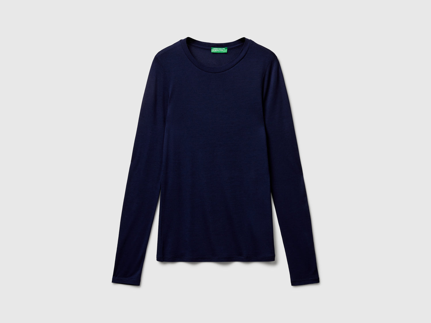 T-shirt in misto viscosa e cashmere da donna blu scuro | Benetton Outlet