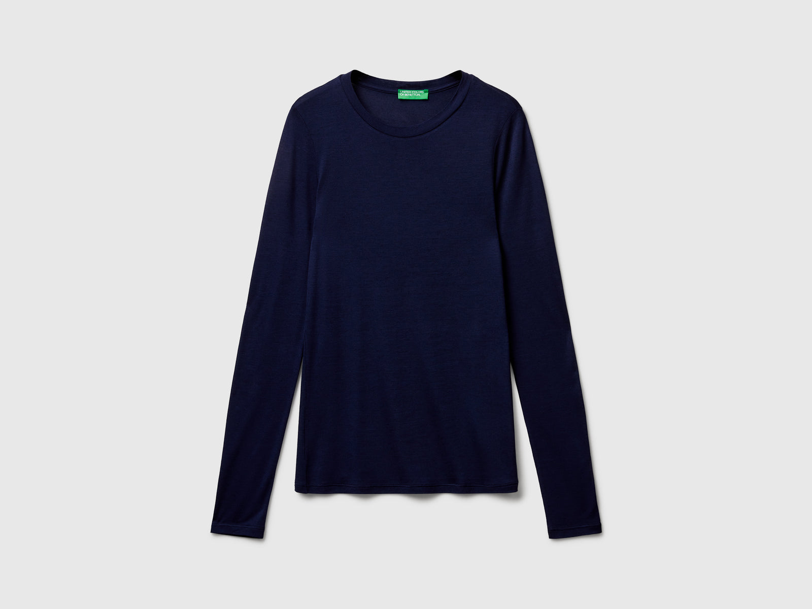 T-shirt in misto viscosa e cashmere da donna blu scuro | Benetton Outlet