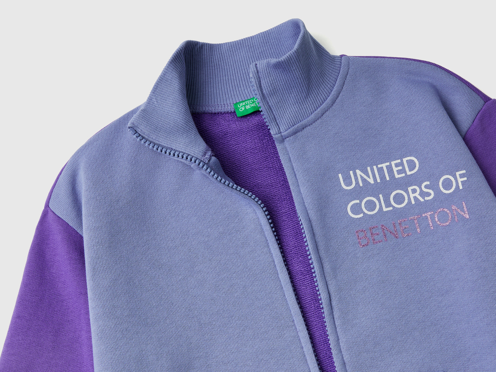Felpa con zip e colletto da bambina multi-color 3 | Benetton Outlet