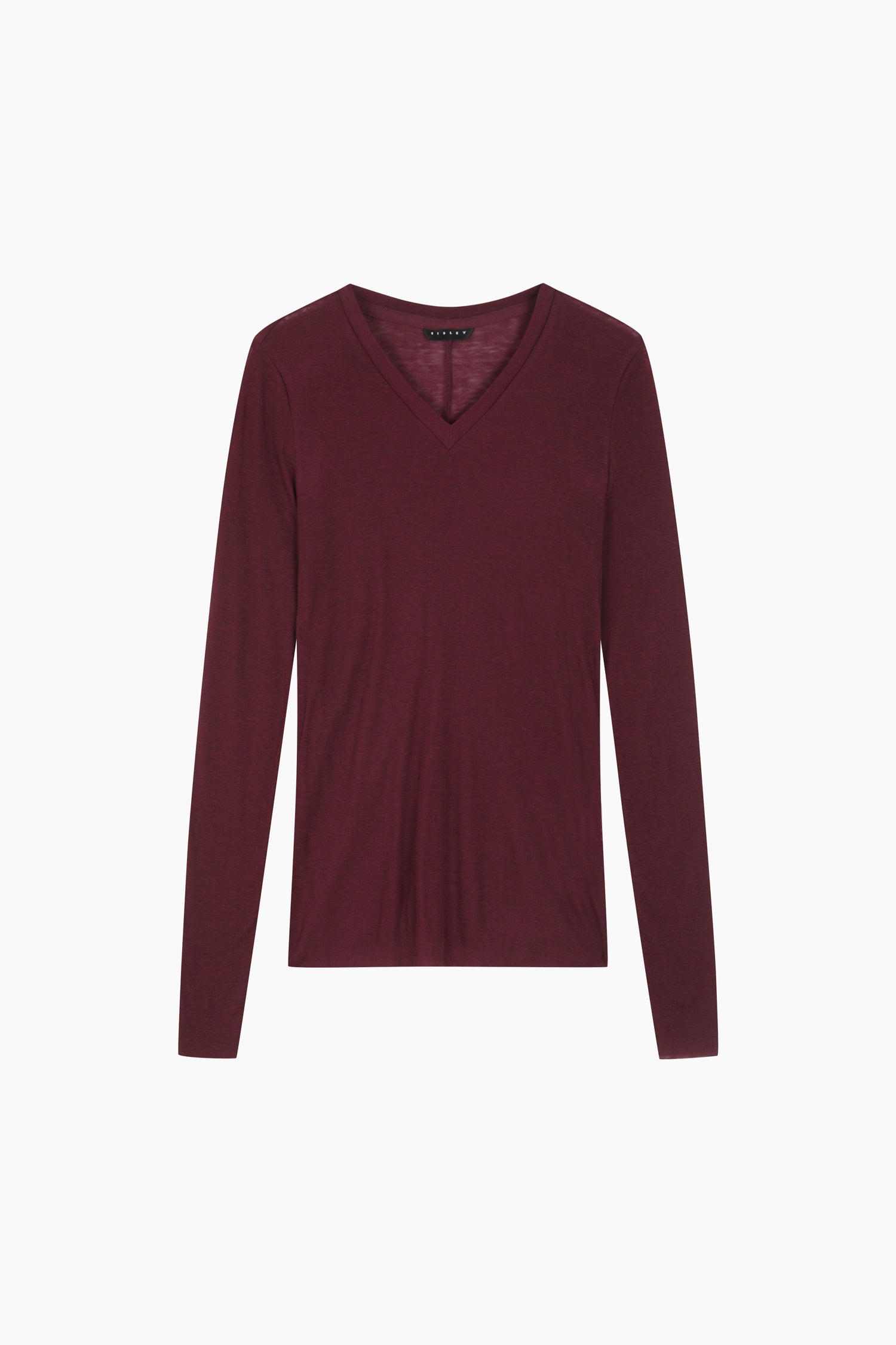 T-shirt scollo a V aderente da donna bordeaux | Sisley Outlet