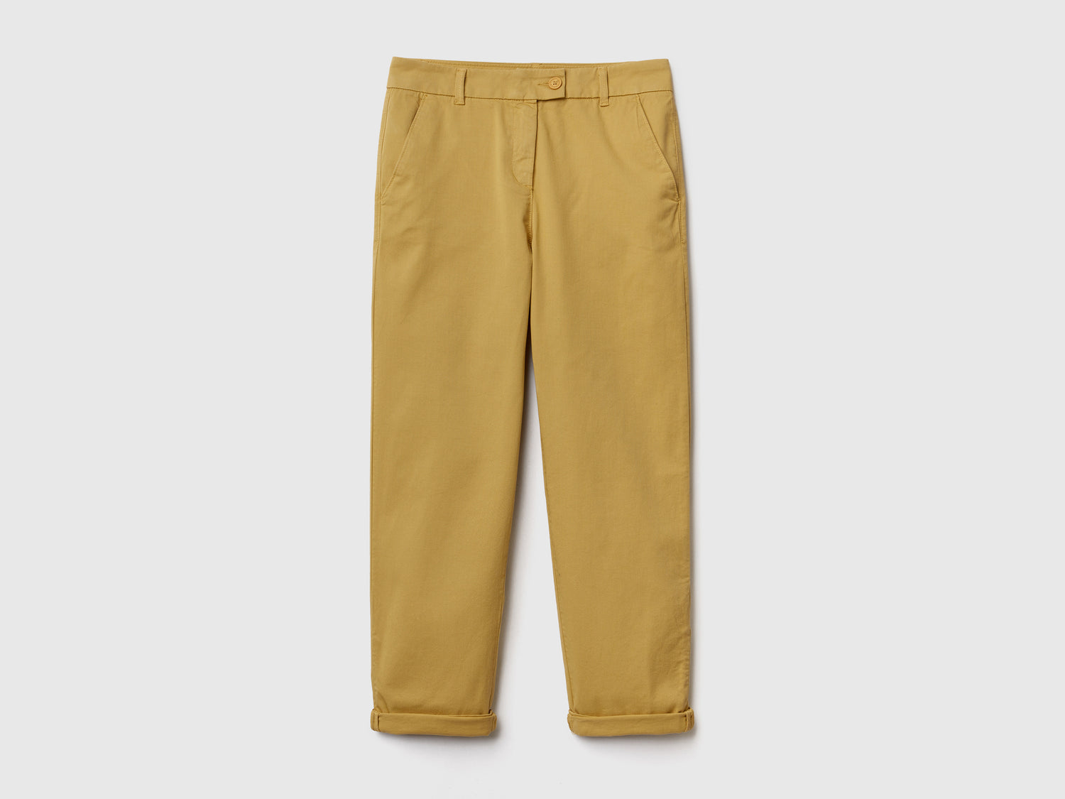 Pantaloni chino in cotone stretch da donna giallo | Benetton Outlet