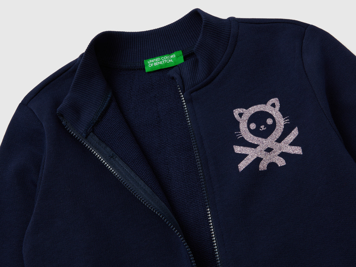 Felpa con zip in cotone bio