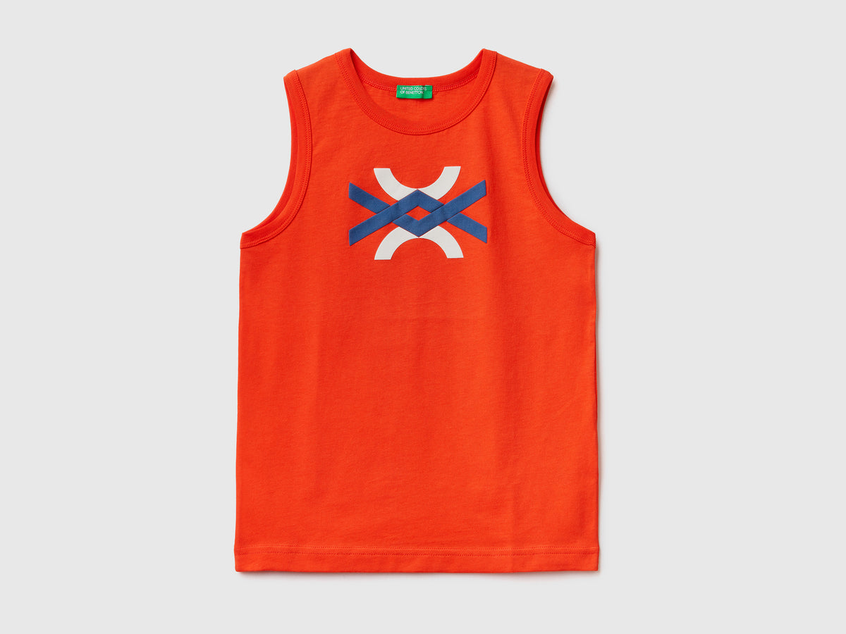 T-shirt smanicata girocollo in puro cotone