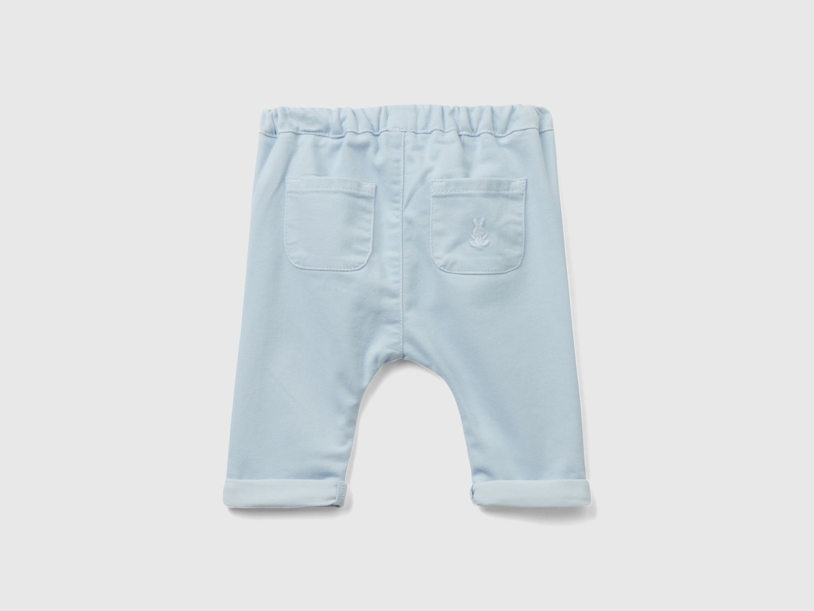 Pantaloni in misto cotone stretch da neonato celeste 2 | Benetton Outlet