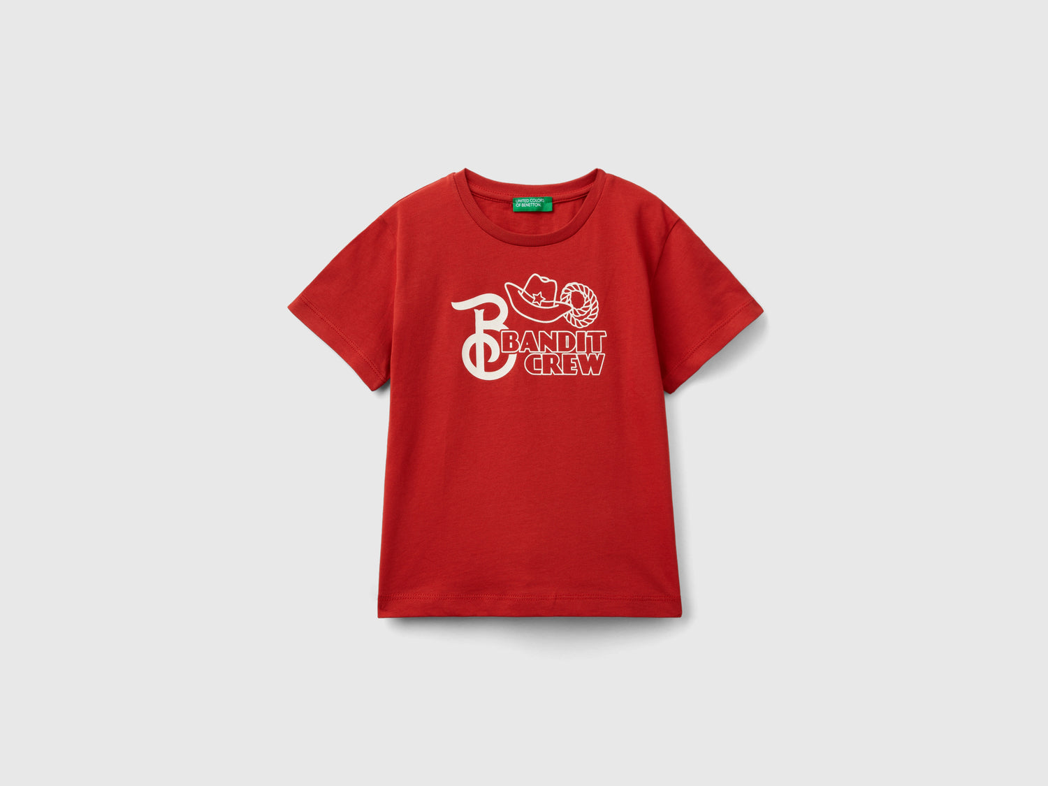 Maglietta in cotone bio con stampa da bimbo rosso | Benetton Outlet