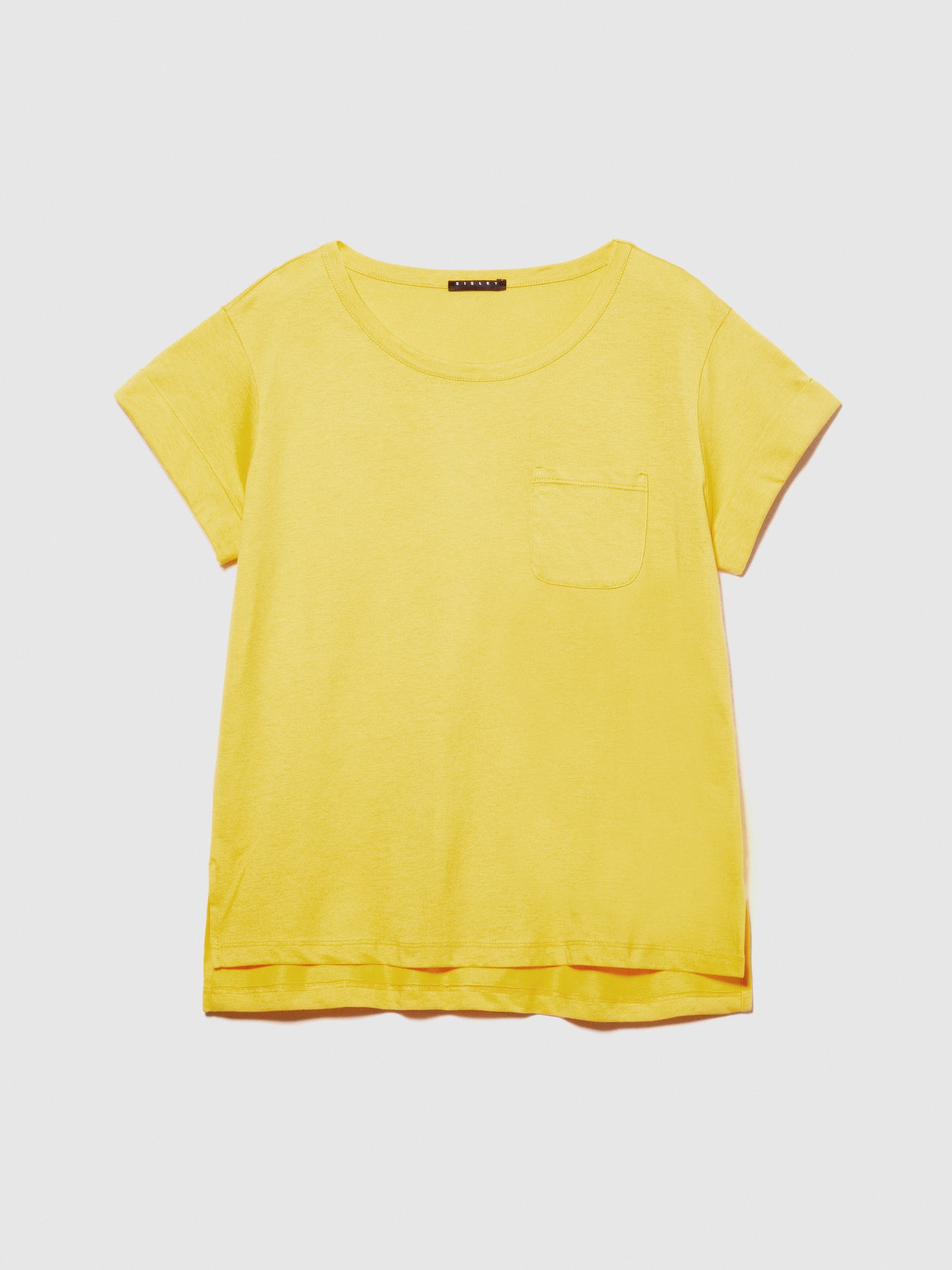 T-shirt con taschino 100% cotone bio da donna giallo | Sisley Outlet