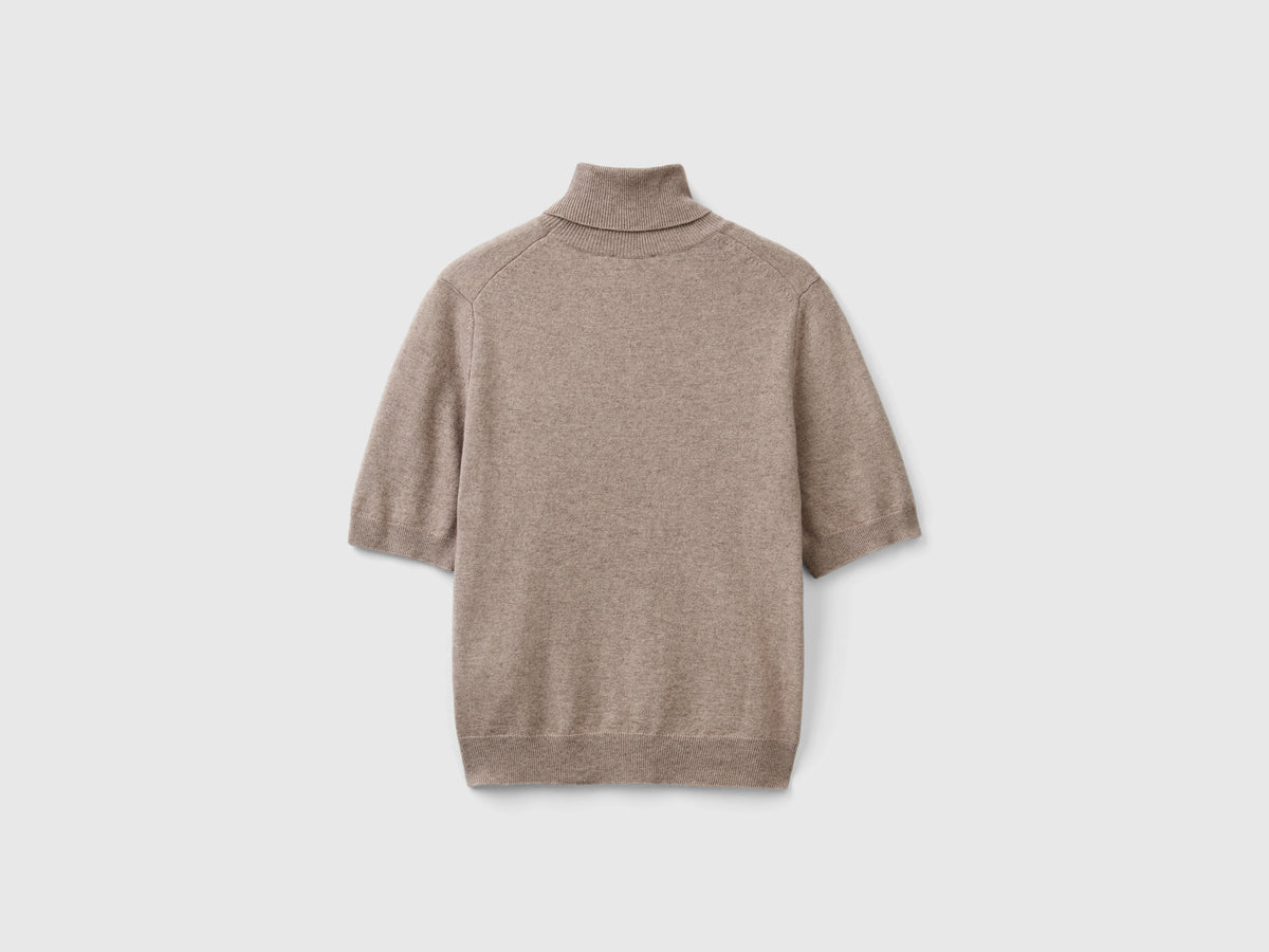 Dolcevita mélange a manica corta in misto cashmere