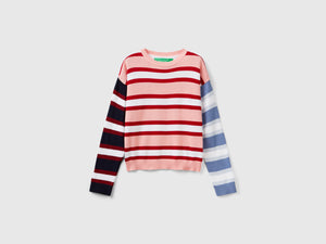 Maglione a righe in puro cotone