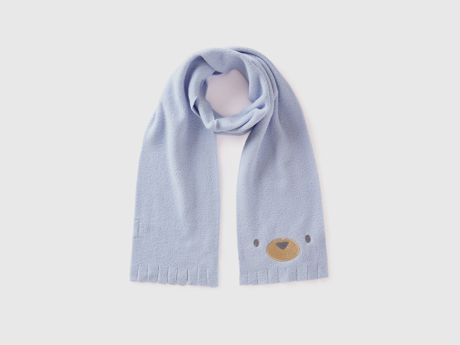 Sciarpa in pile con ricamo animaletto da neonato celeste | Benetton Outlet