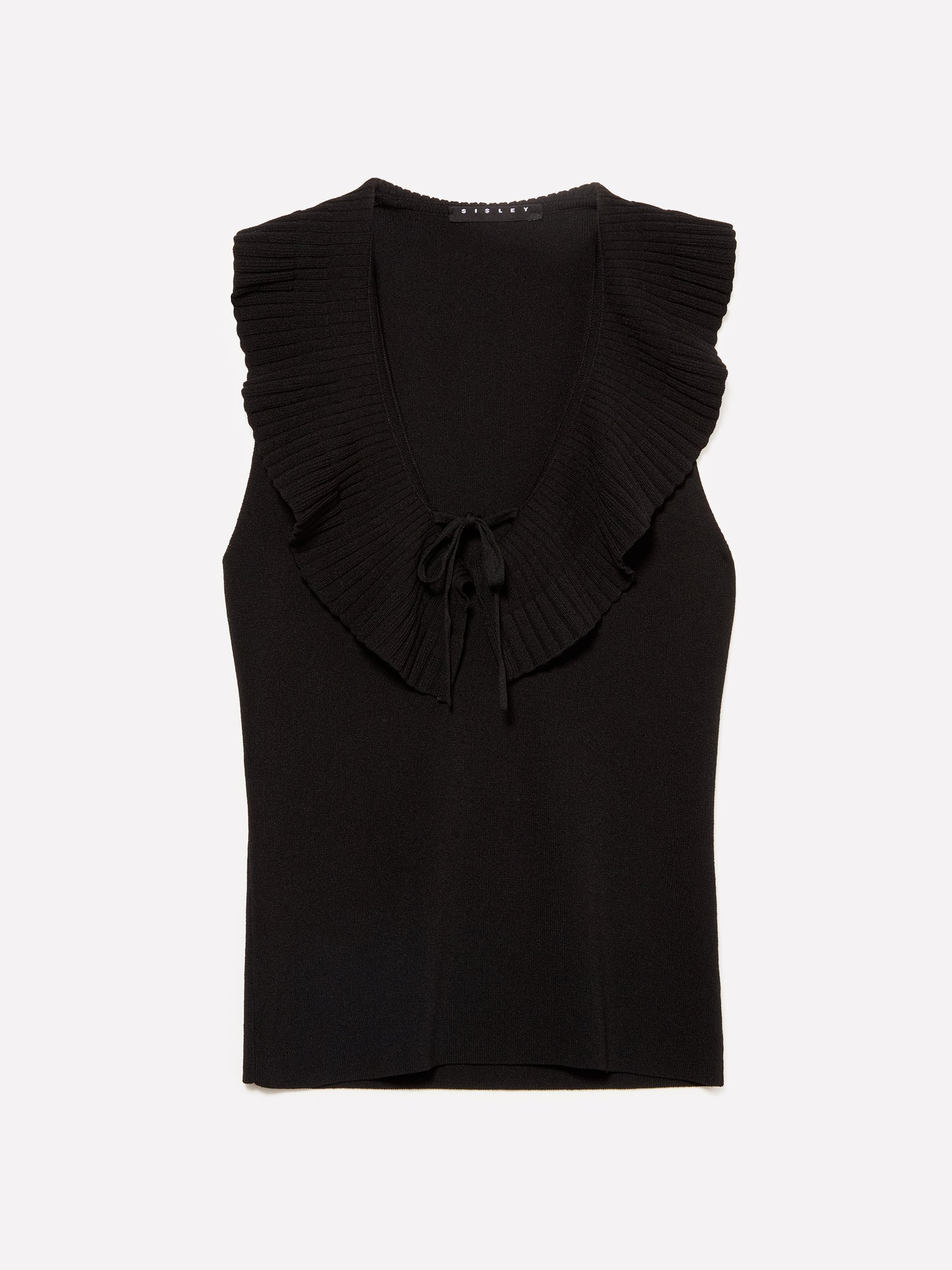Top in maglia con rouches da donna nero | Sisley Outlet