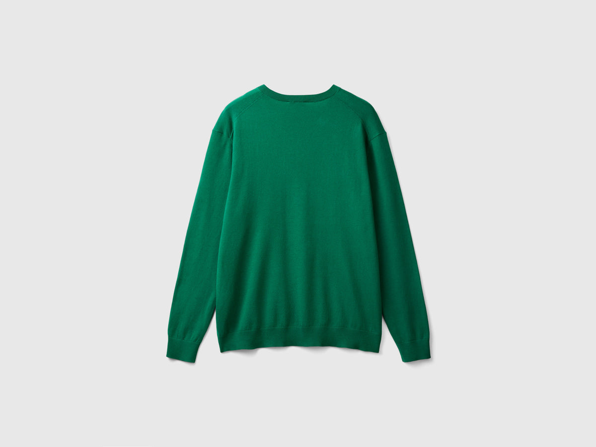 Maglia scollo a V in misto cotone leggero