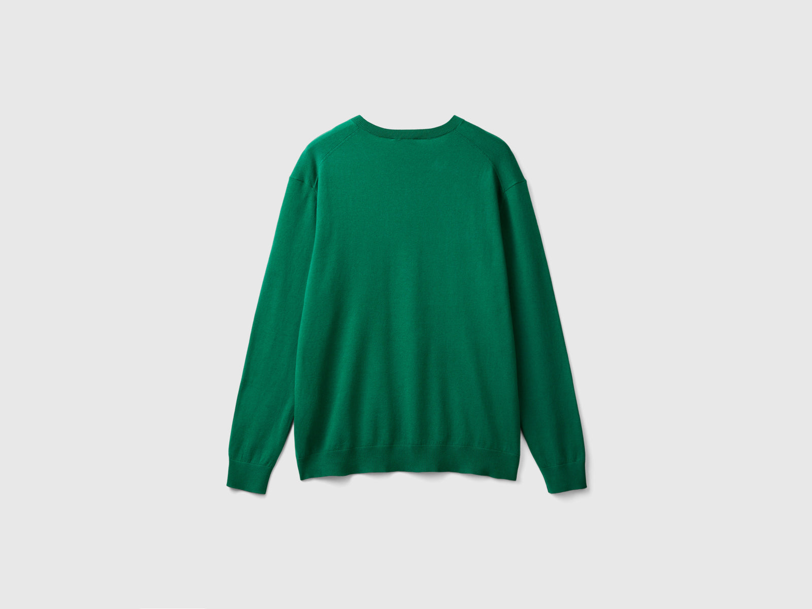 Maglia scollo a V in misto cotone leggero da uomo verde scuro 2 | Benetton Outlet