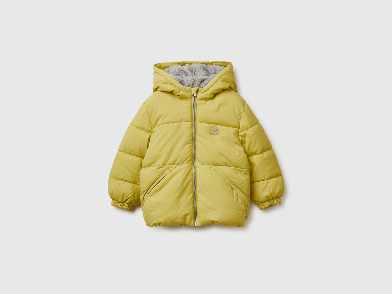 Giubbotto con interno orsetto da bimbo giallo | Benetton Outlet