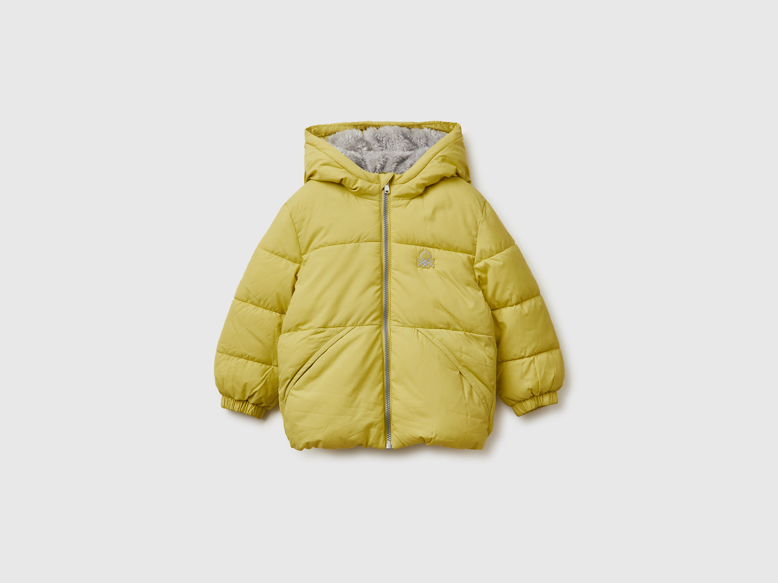 Giubbotto con interno orsetto da bimbo giallo | Benetton Outlet
