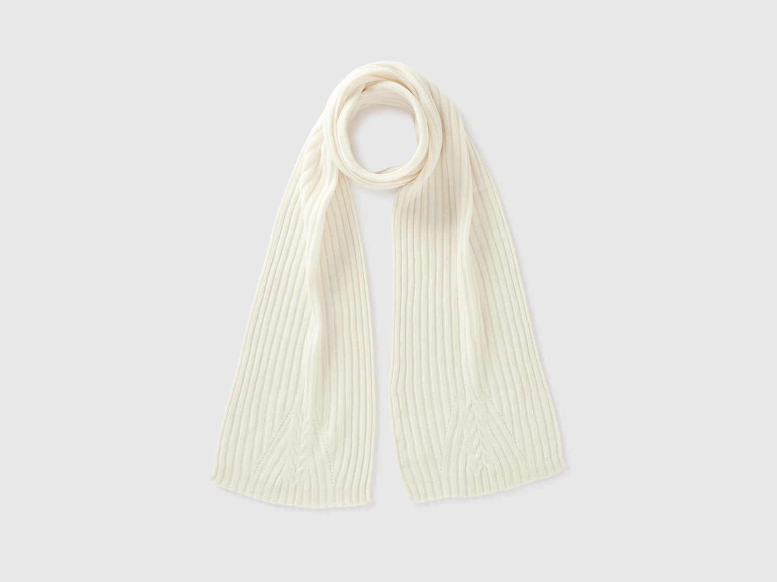Sciarpa con lavorazione treccia da donna bianco panna | Benetton Outlet