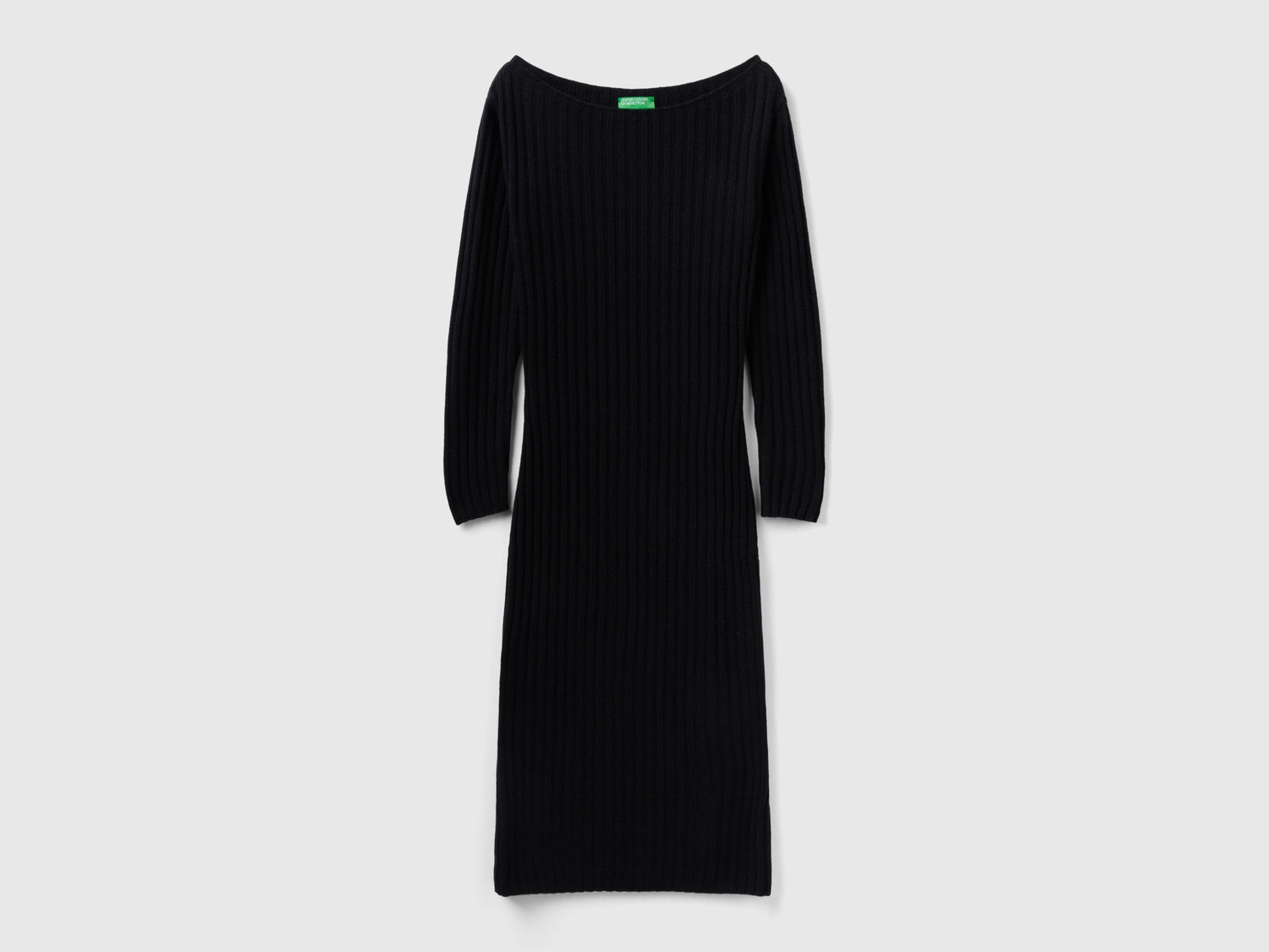 Abito in maglia con scollo a barchetta da donna nero | Benetton Outlet