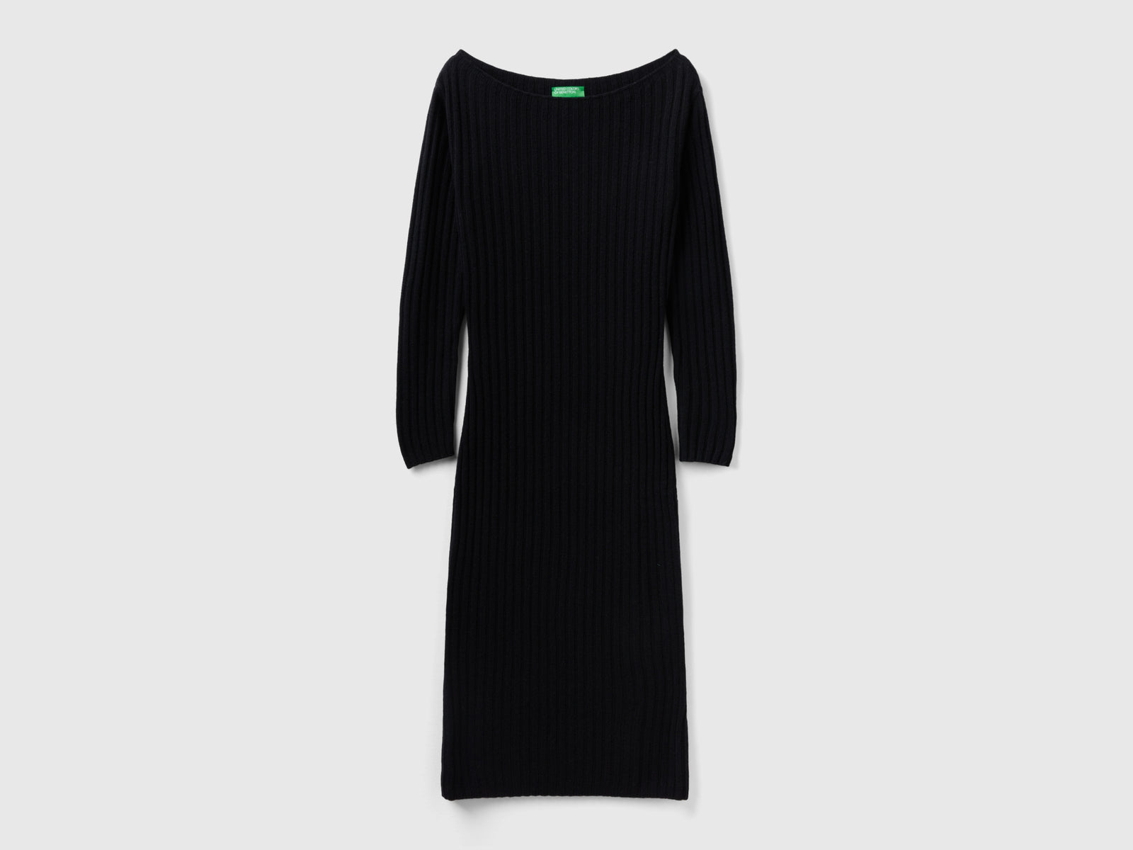 Abito in maglia con scollo a barchetta da donna nero | Benetton Outlet