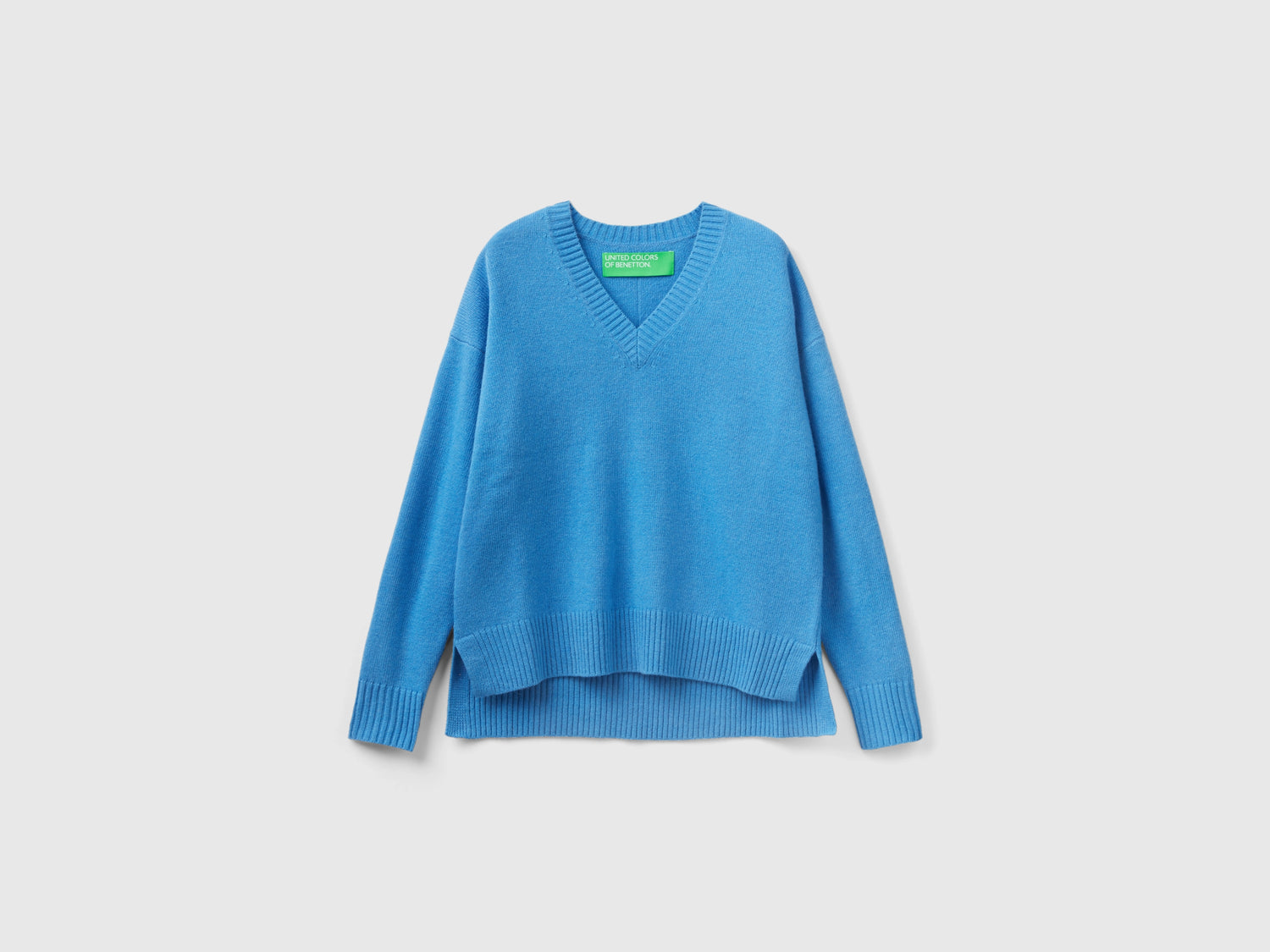 Maglione over fit con spacchi da donna azzurro | Benetton Outlet