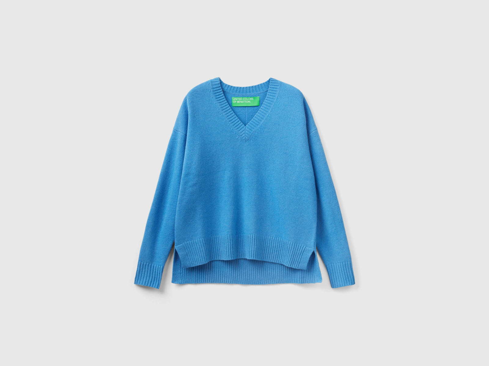 Maglione over fit con spacchi da donna azzurro | Benetton Outlet