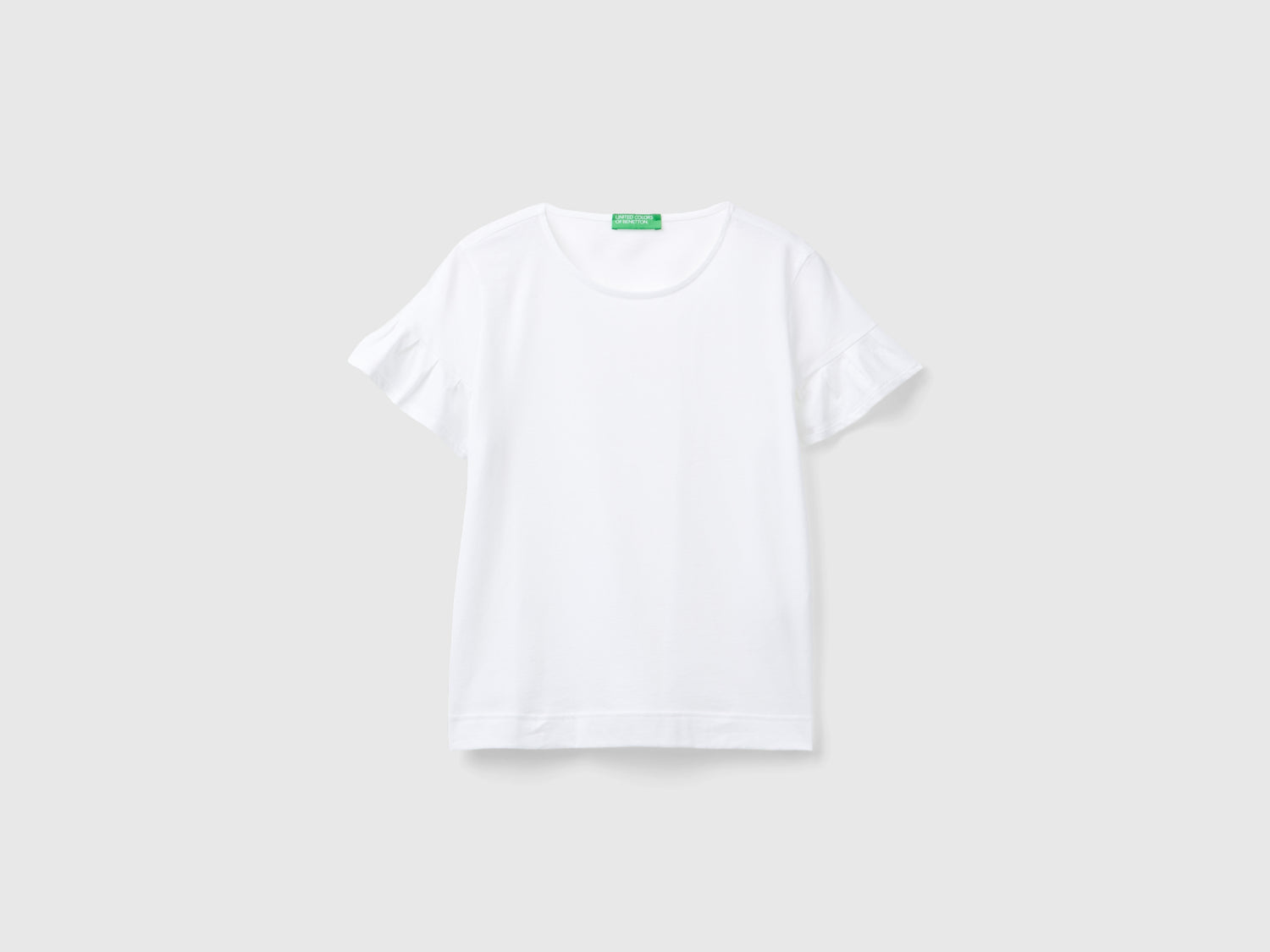 T-shirt con manica rouches da donna bianco | Benetton Outlet