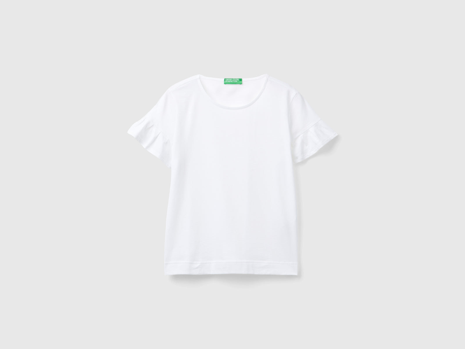T-shirt con manica rouches da donna bianco | Benetton Outlet