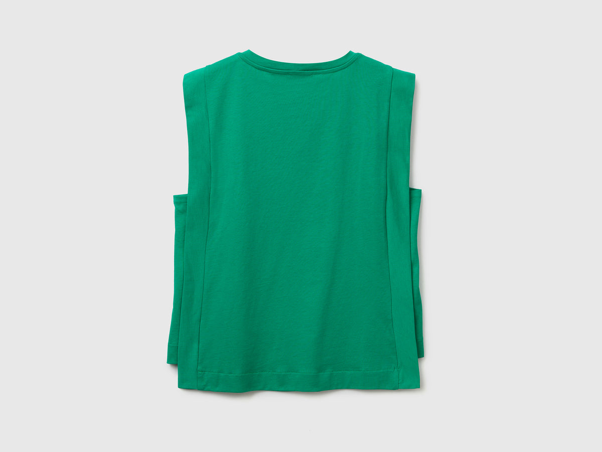 T-shirt smanicata girocollo in puro cotone