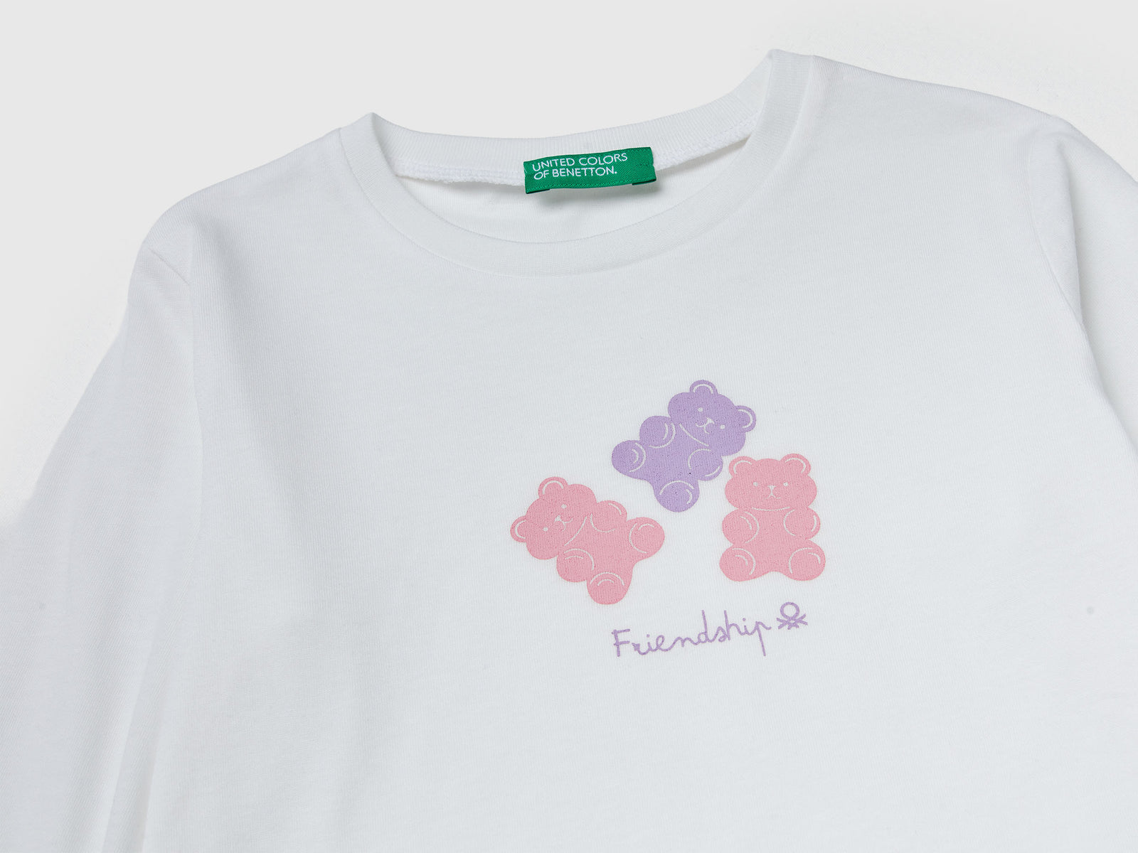 Maglietta regular fit con stampa da bimba bianco panna 3 | Benetton Outlet