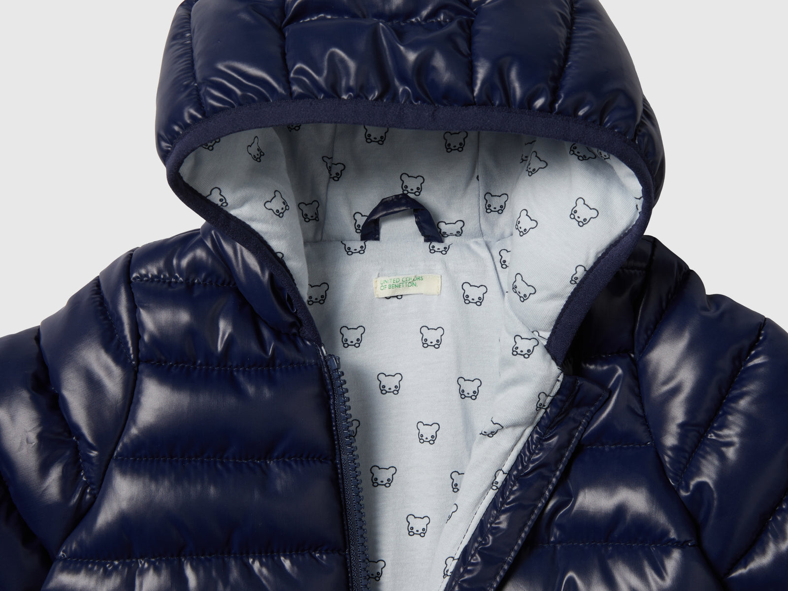 Piumino imbottito con orecchie da neonato blu scuro 3 | Benetton Outlet
