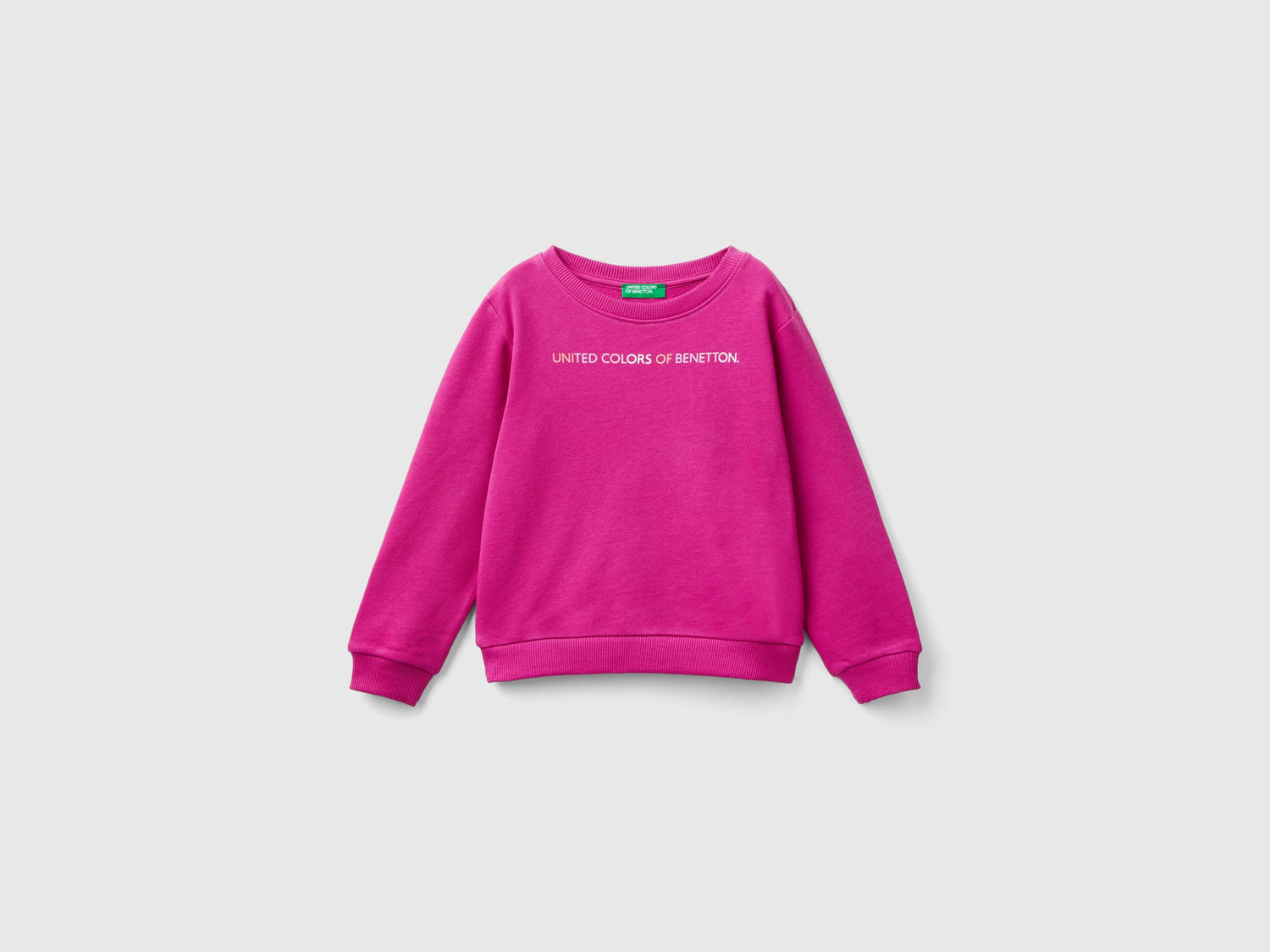 Felpa 100% cotone bio con logo da bimba fucsia | Benetton Outlet