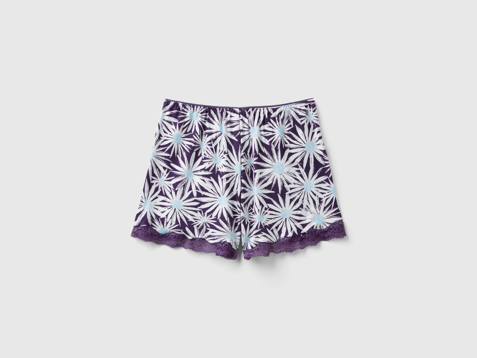 Shorts a fiori in viscosa stretch da donna viola 2 | Benetton Outlet