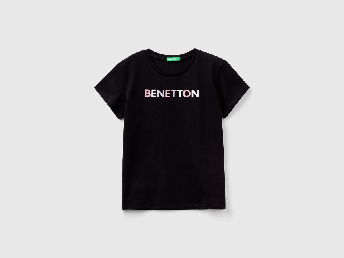 T-shirt con logo glitter in cotone bio