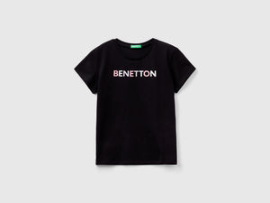 T-shirt con logo glitter in cotone bio