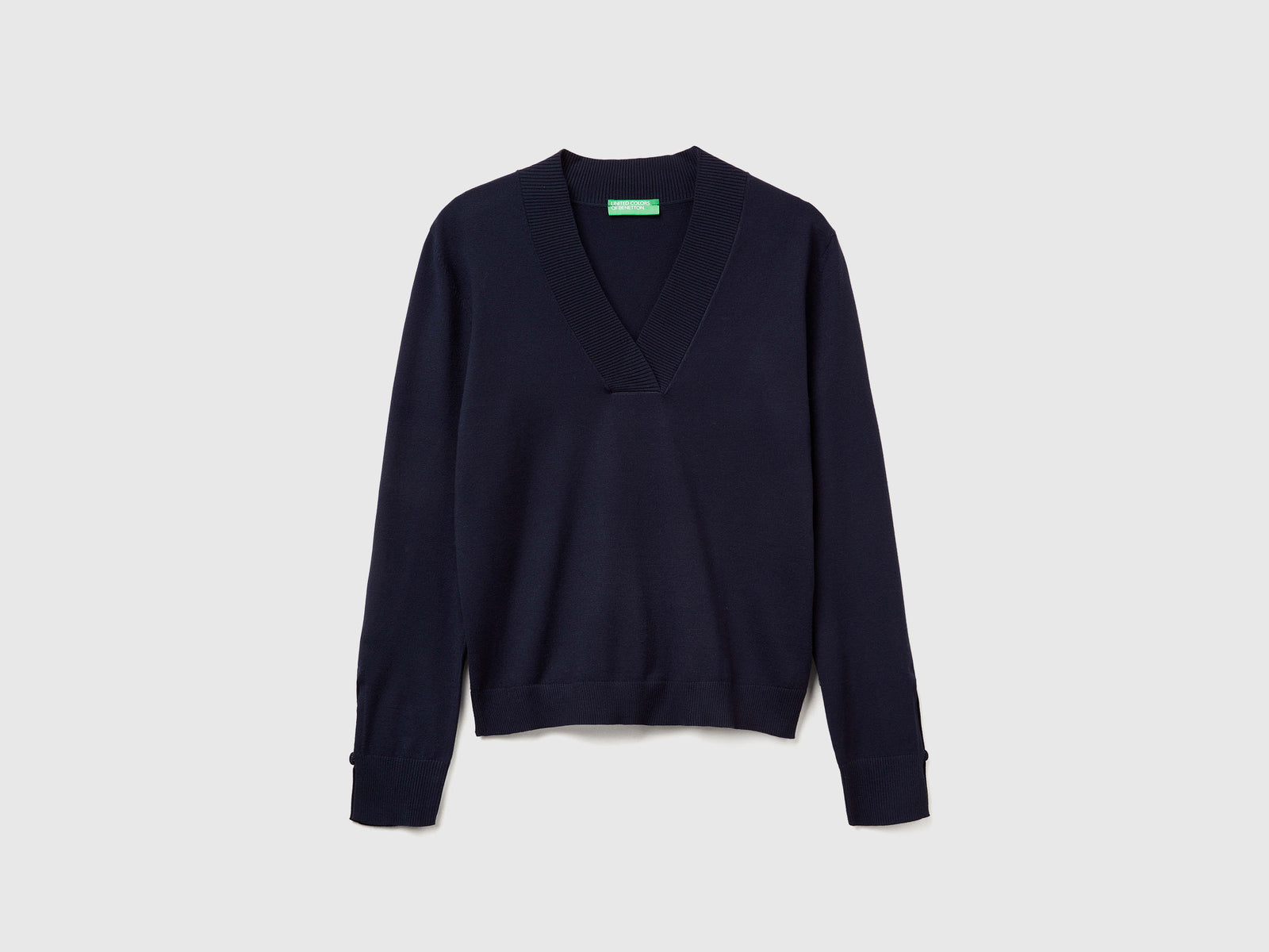 Maglia con scollo a V da donna blu scuro | Benetton Outlet