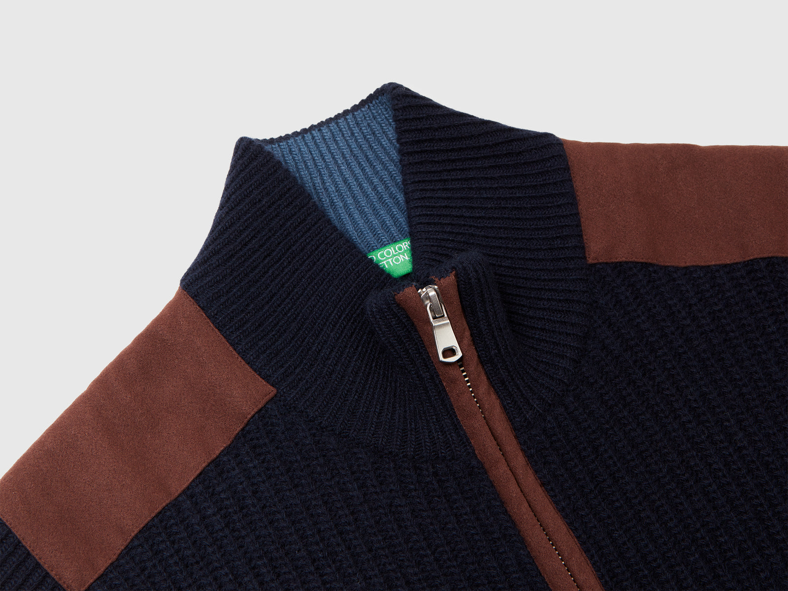 Gilet con zip in misto lana da uomo blu scuro 3 | Benetton Outlet