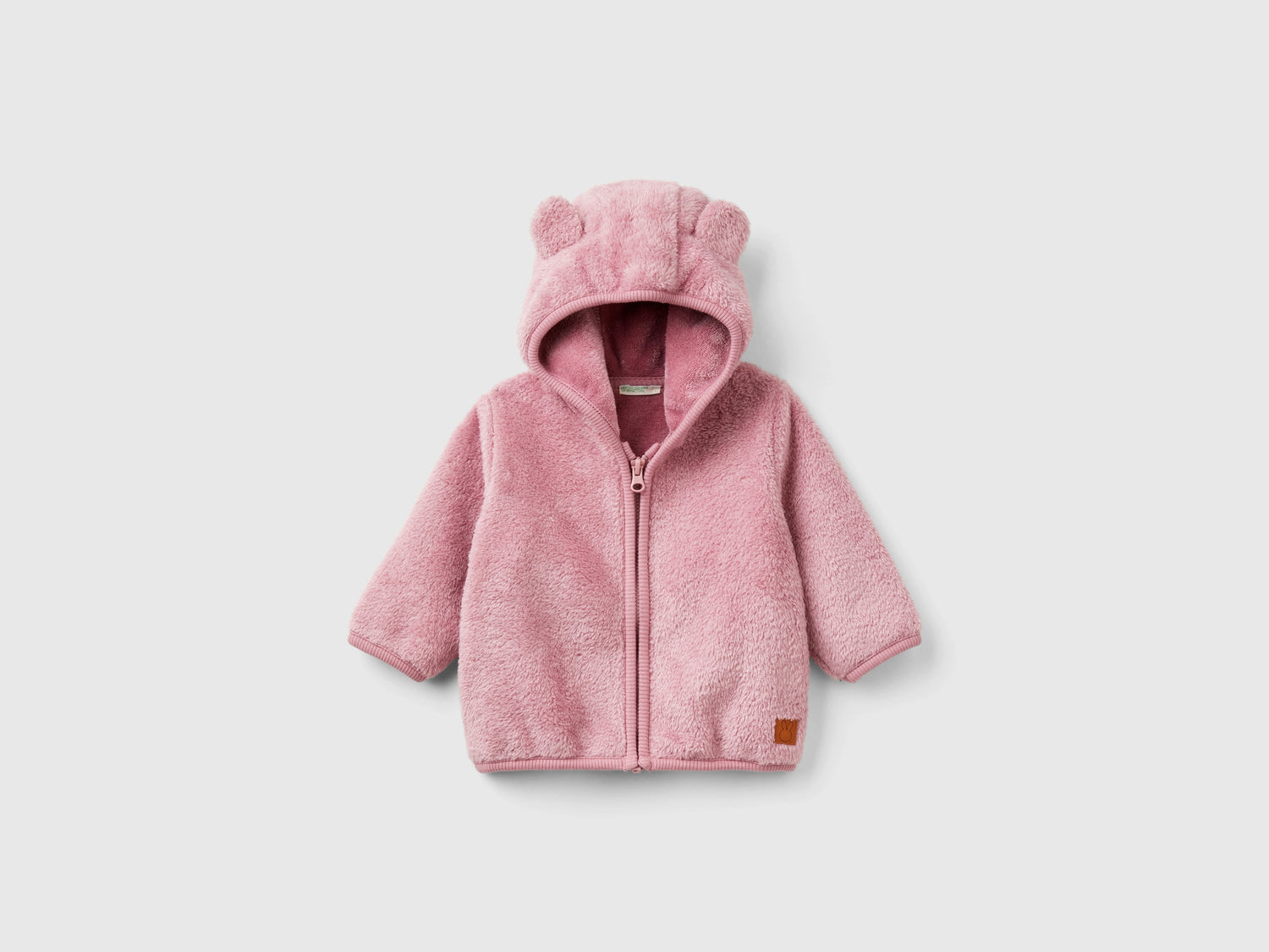 Felpa in pelliccetta sintetica con zip da neonato malva | Benetton Outlet