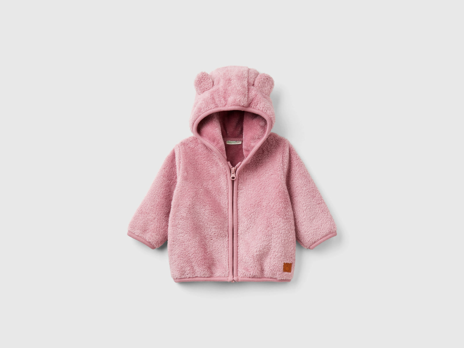 Felpa in pelliccetta sintetica con zip da neonato malva | Benetton Outlet