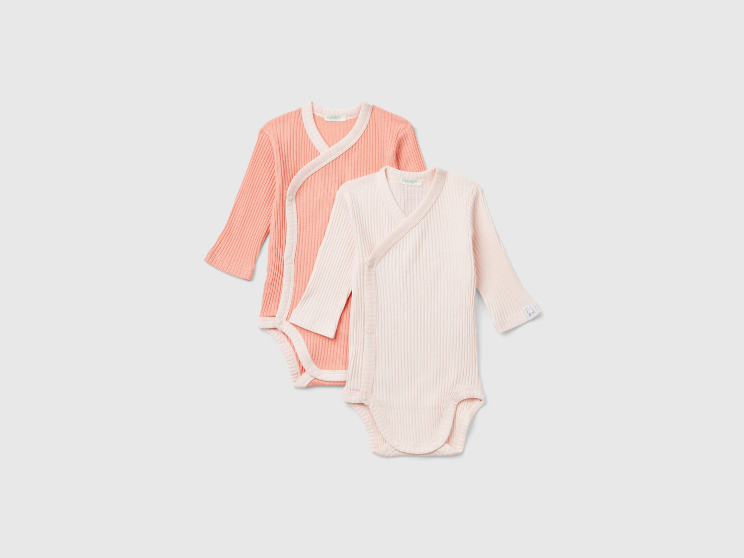 Due body manica lunga a costine da neonato multi-color | Benetton Outlet
