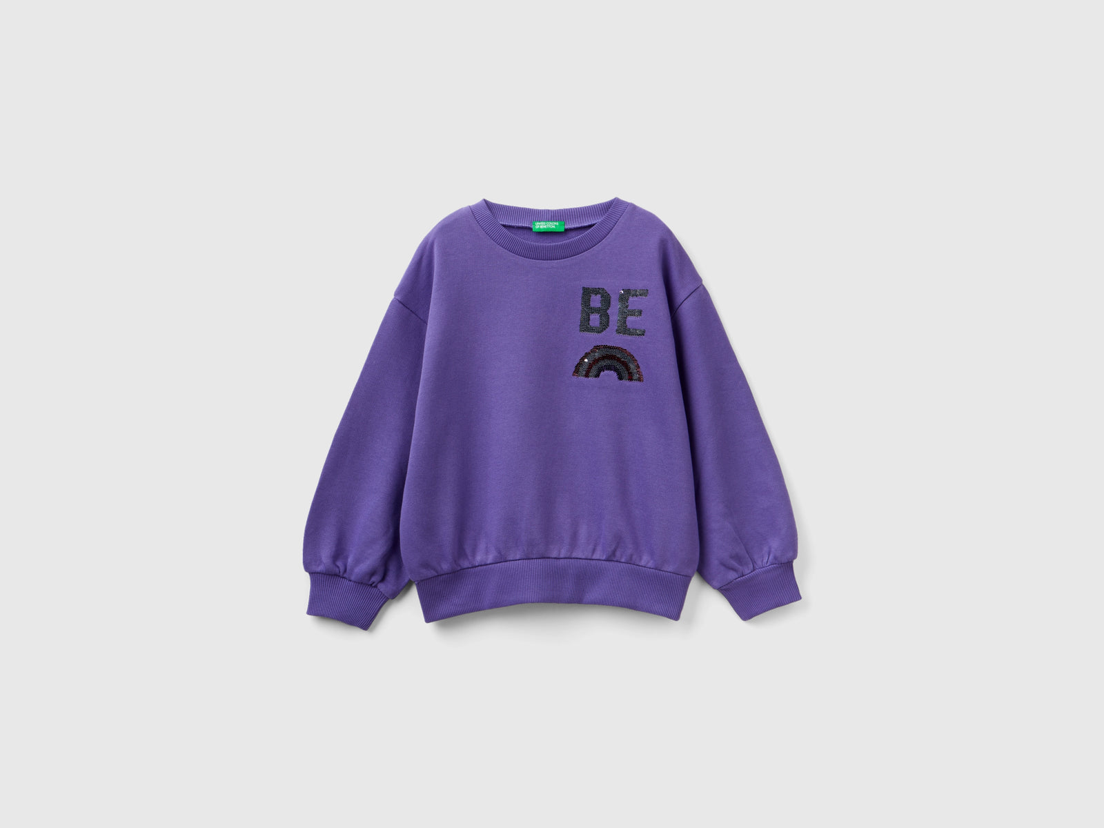 Felpa con paillettes reversibili da bambina viola 3 | Benetton Outlet