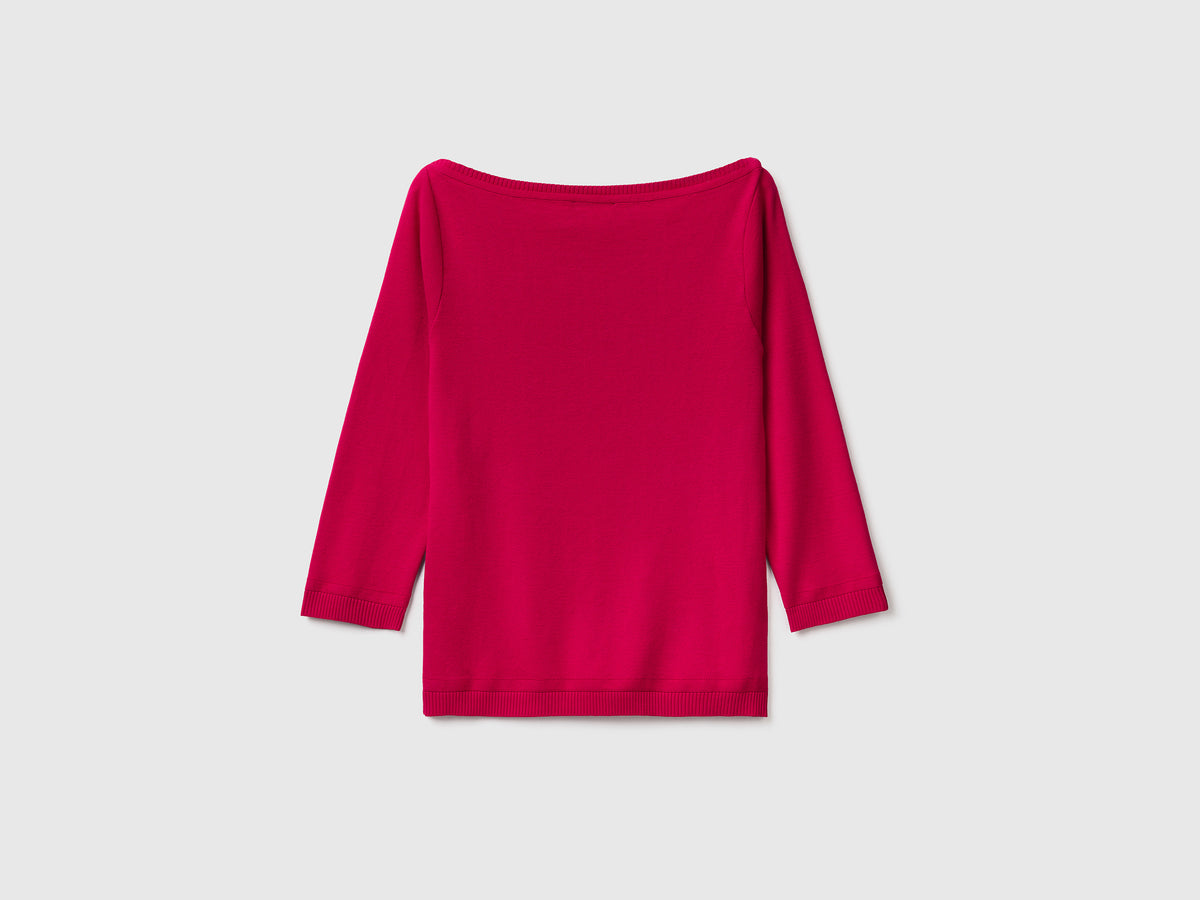 Maglia 100% cotone con scollo a barchetta